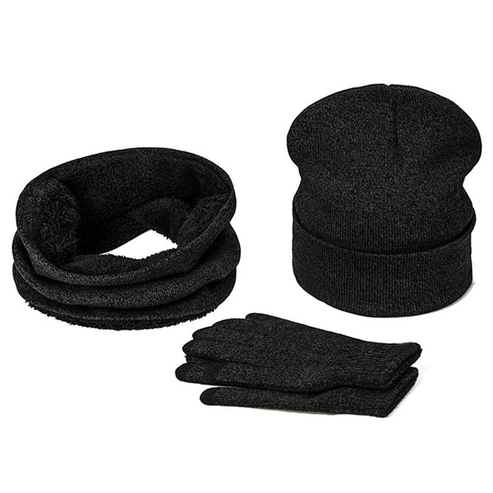 Mens Winter Beanie Hat And Neck Scarf Warmer Touch Screen Gloves Set