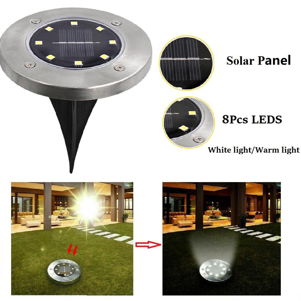 4/8 LEDs Solar Powered Buried Light Outdoor Pathway Garden Decking