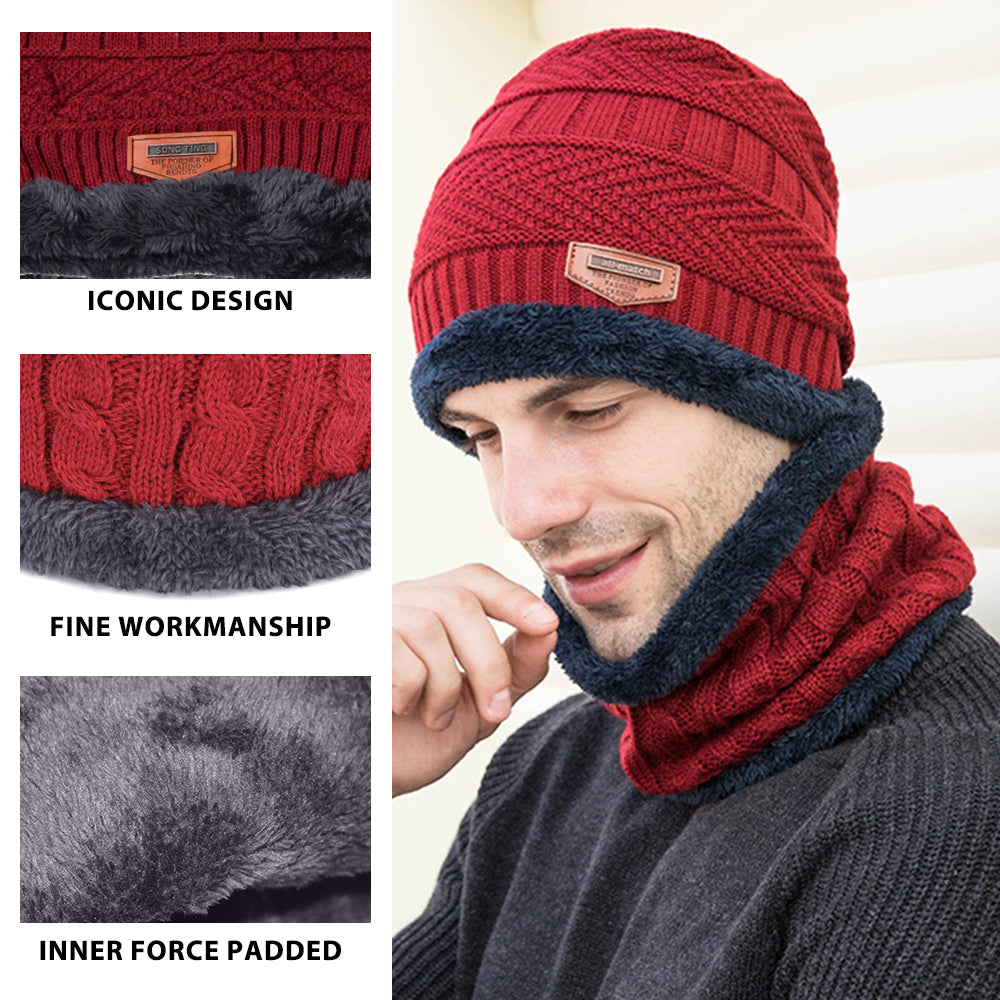 Knitted Wool Hat Scarf Gloves Three-piece Set Winter Knitted Set