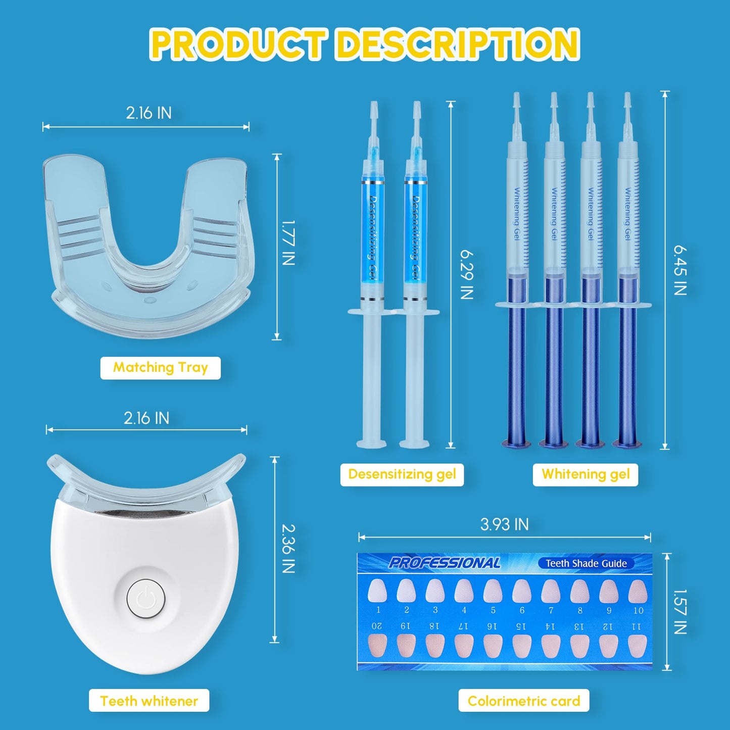 Whitening Kit for Sensitive Teeth Oral Care, Includes LED Light, 4