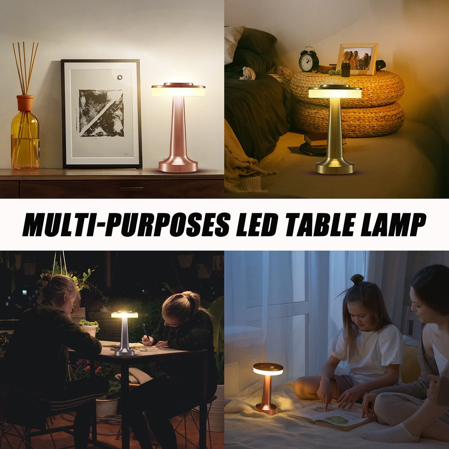 LED Table Lamp Touch Console Dimmable USB Rechargeable Desk Lamp Night