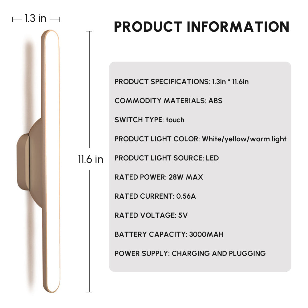 LED Closet Light Touch Switch USB Rechargeable Night Light Magnetic