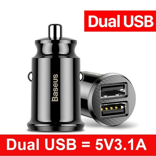 Cargador de coche USB dual Baseus de 5 A, carga rápida, 2 puertos, 12-24 V, para encendedor de cigarrillos