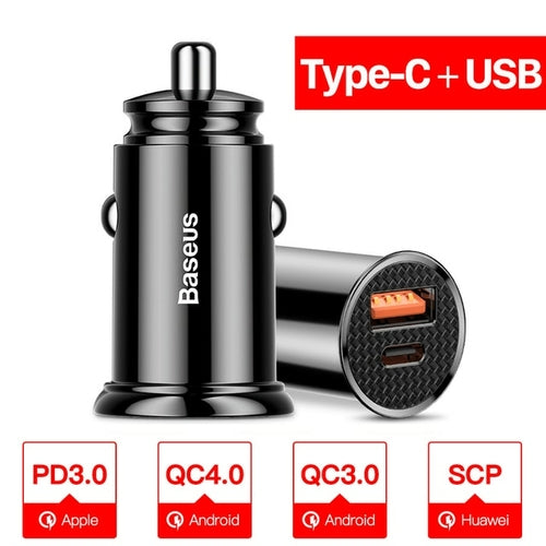 Cargador de coche USB dual Baseus de 5 A, carga rápida, 2 puertos, 12-24 V, para encendedor de cigarrillos