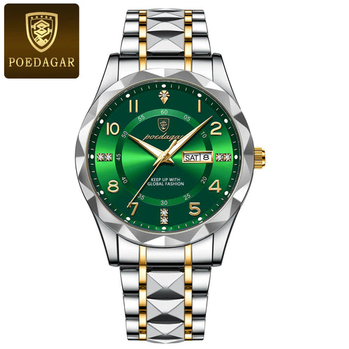 POEDAGAR Luxury Men Quartz Watch Waterproof Date Week Luminous