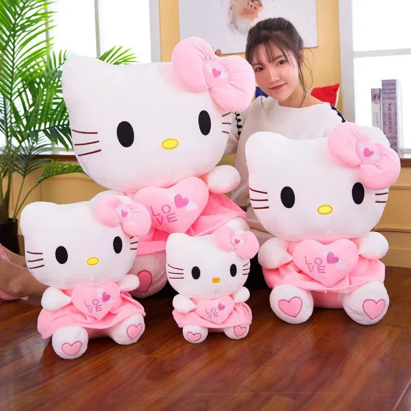 24-55cm Sanrio Hello Kitty Cat Plush Toys Cartoon KT Cat Plushie Doll