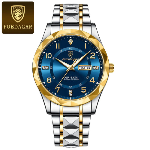 POEDAGAR Luxury Men Quartz Watch Waterproof Date Week Luminous