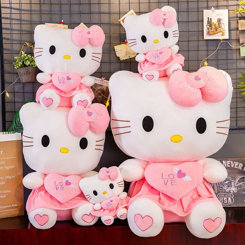 24-55cm Sanrio Hello Kitty Cat Plush Toys Cartoon KT Cat Plushie Doll