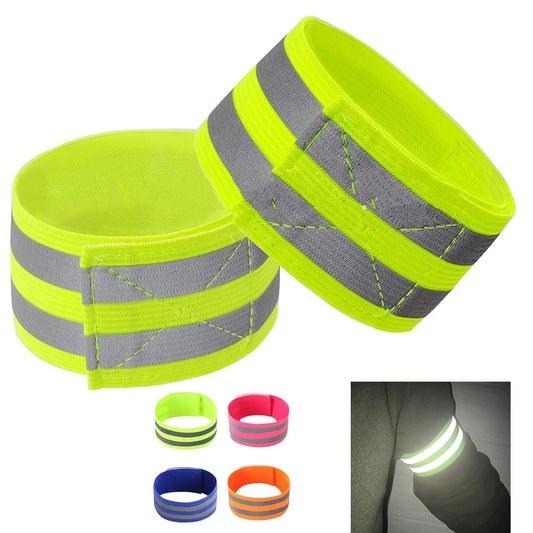 2PCS Running Reflective Arm Bands for Wrist Ankle Leg LED Reflector