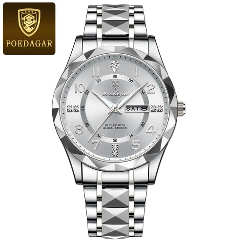 POEDAGAR Luxury Men Quartz Watch Waterproof Date Week Luminous