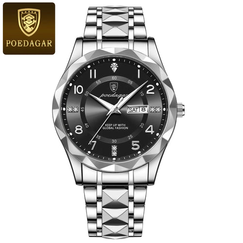 POEDAGAR Luxury Men Quartz Watch Waterproof Date Week Luminous