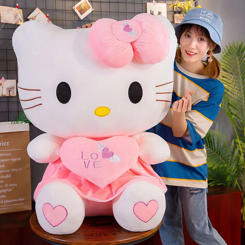 24-55cm Sanrio Hello Kitty Cat Plush Toys Cartoon KT Cat Plushie Doll