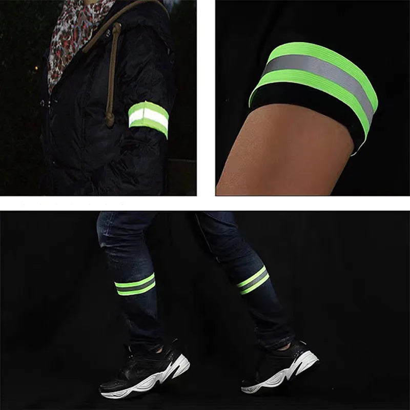 2PCS Running Reflective Arm Bands for Wrist Ankle Leg LED Reflector