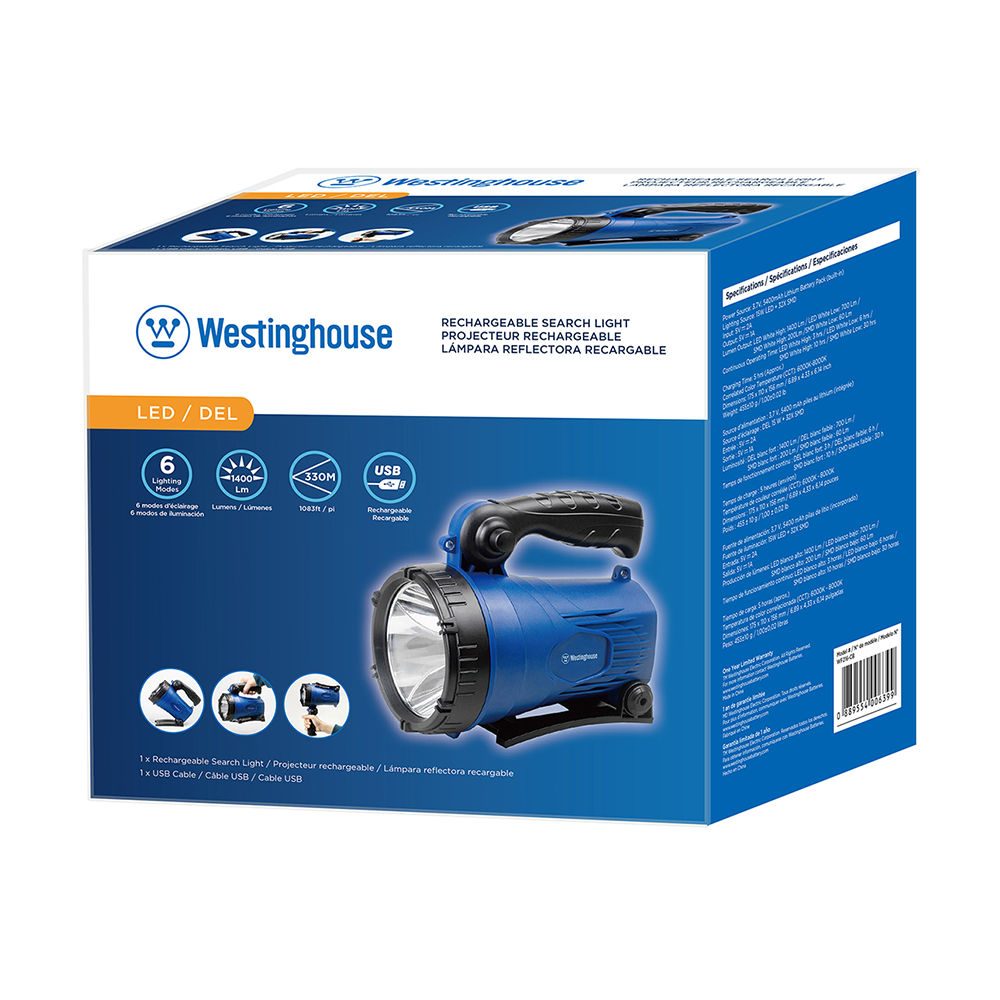 Luz de búsqueda recargable Westinghouse WF216, luz de área, energía móvil