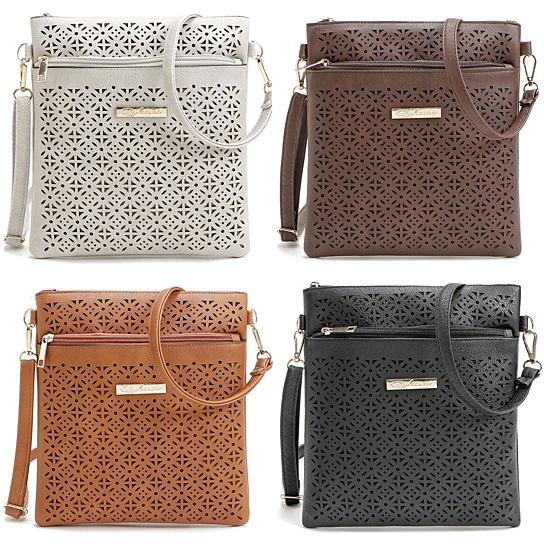 Classic Square Crossbody Bag with Floral Cutout Accent