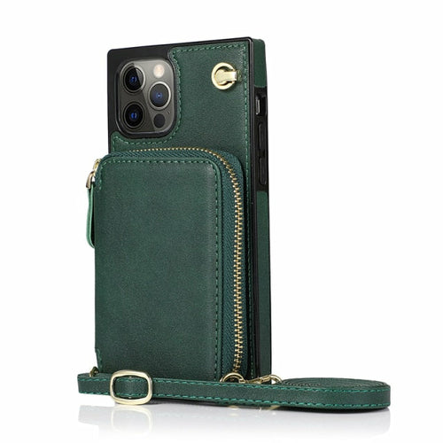 Zipper Wallet Case with Adjustable Crossbody Strap for iphone